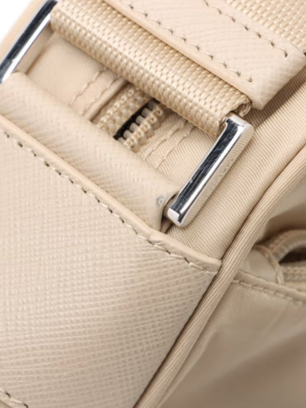 Prada Tessuto Nylon Leather Shoulder Bag Beige - Picture 12 of 13